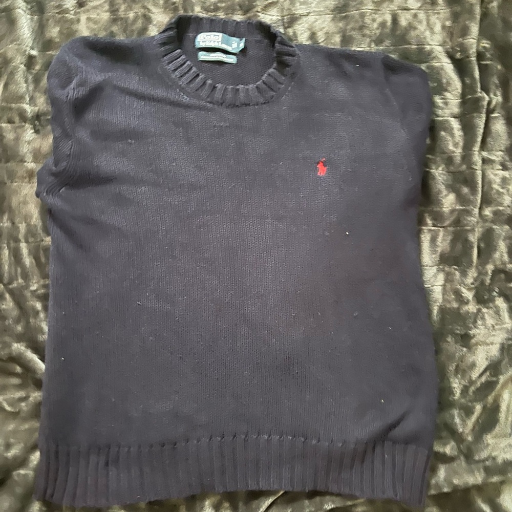 Mens XL Polo Sweater in Blue with red Polo